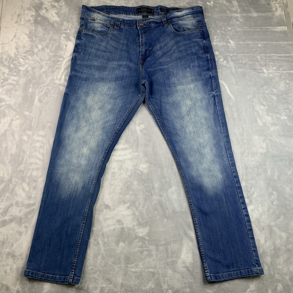 Pd&c Jeans Mens 42x32 Blue‎ Medium Wash Stretch Denim Slim Straight Big Tall